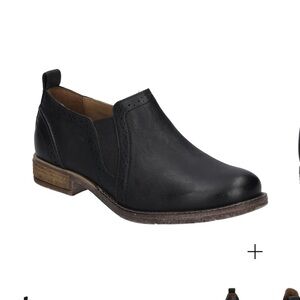 Josef Seibel Woman’s Sienna 43 Black Waxed Leather Loafers Mini Boots Pull On 39